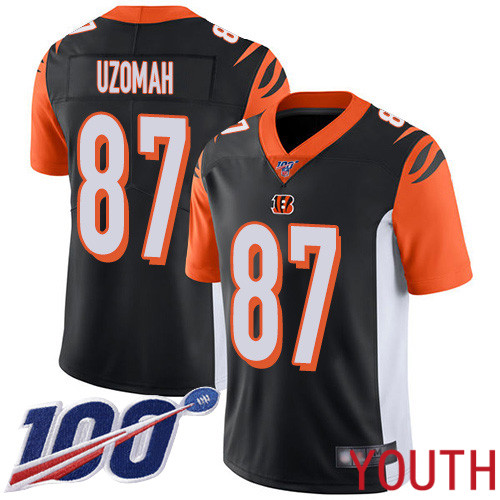 Cincinnati Bengals Limited Black Youth C J  Uzomah Home Jersey NFL Footballl #87 100th Season Vapor Untouchable->women nfl jersey->Women Jersey